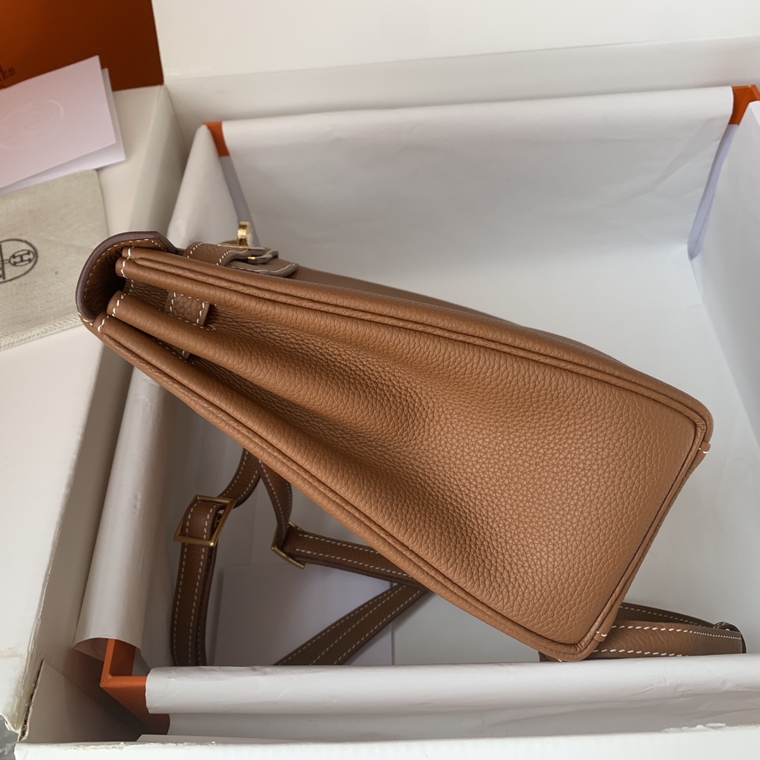 Hermes Kelly Ado Backpack In Brown Clemence Leather